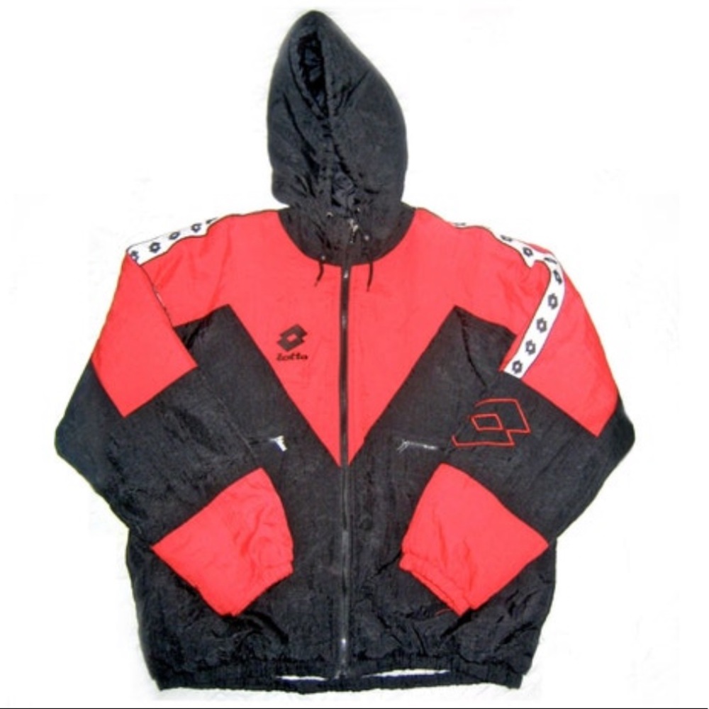 Vintage 1990s LOTTO Sport Italia Quilted Puffy Windbreaker Coat Jacket Soccer